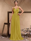 Backless Deep V-Neck A-Line Gown