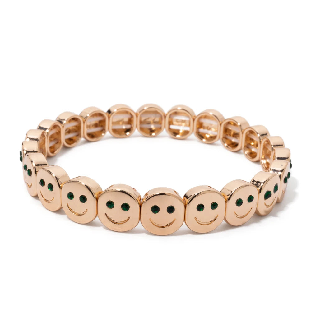 😊 Happy Face Crystal Bead Bracelet