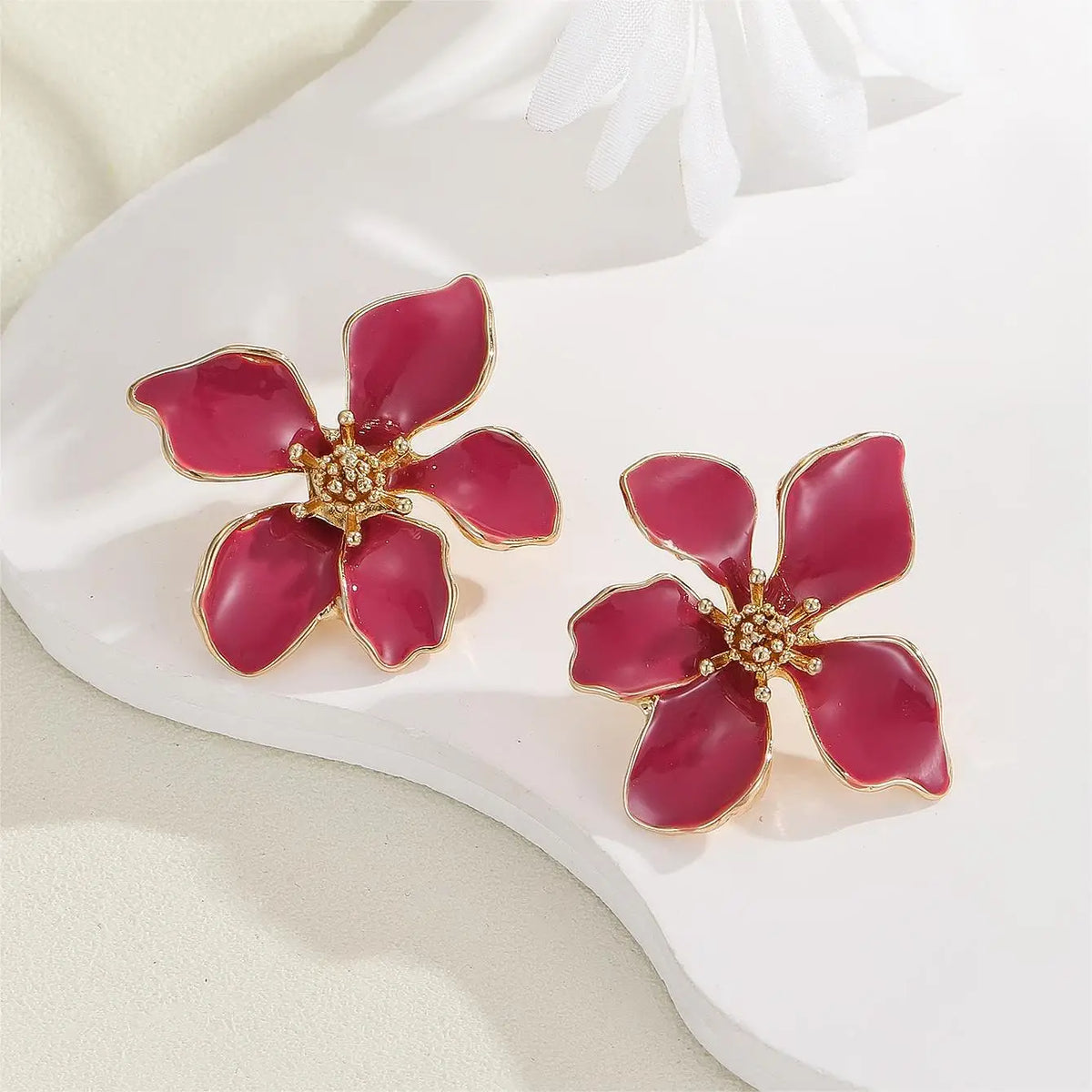 Colorful Enamel Big Flower Earrings