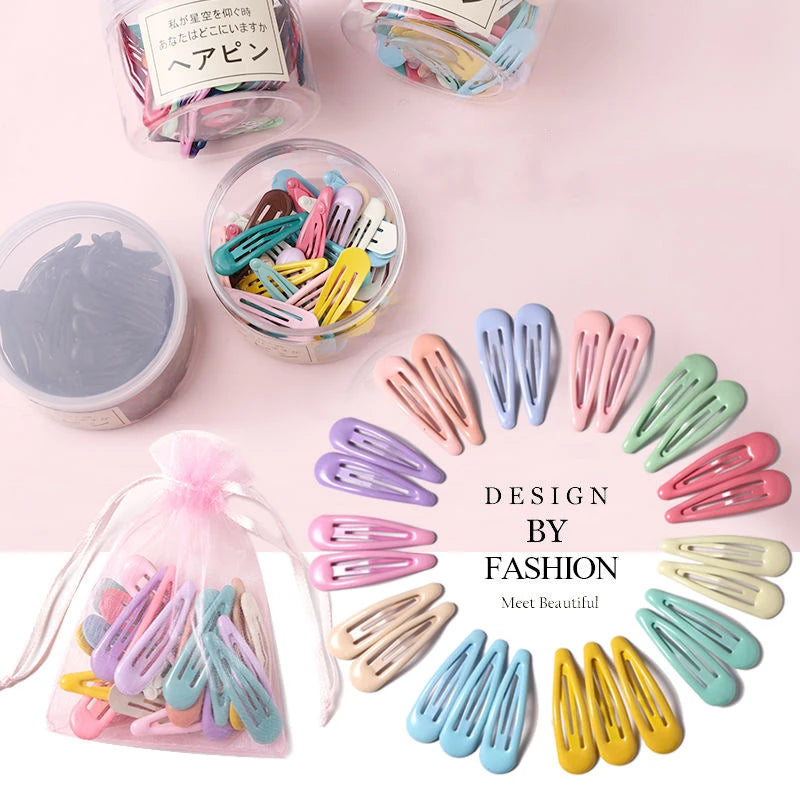 Girls Candy Color Hair Clips Set
