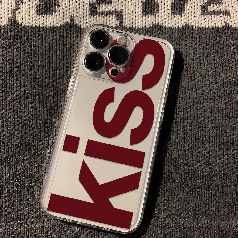 "Kiss" Text Clear iPhone Case