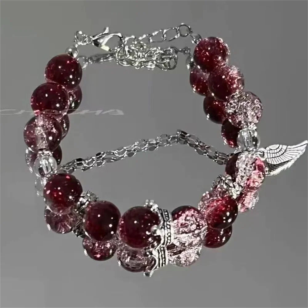 Red Crystal Wings Bead Bracelet