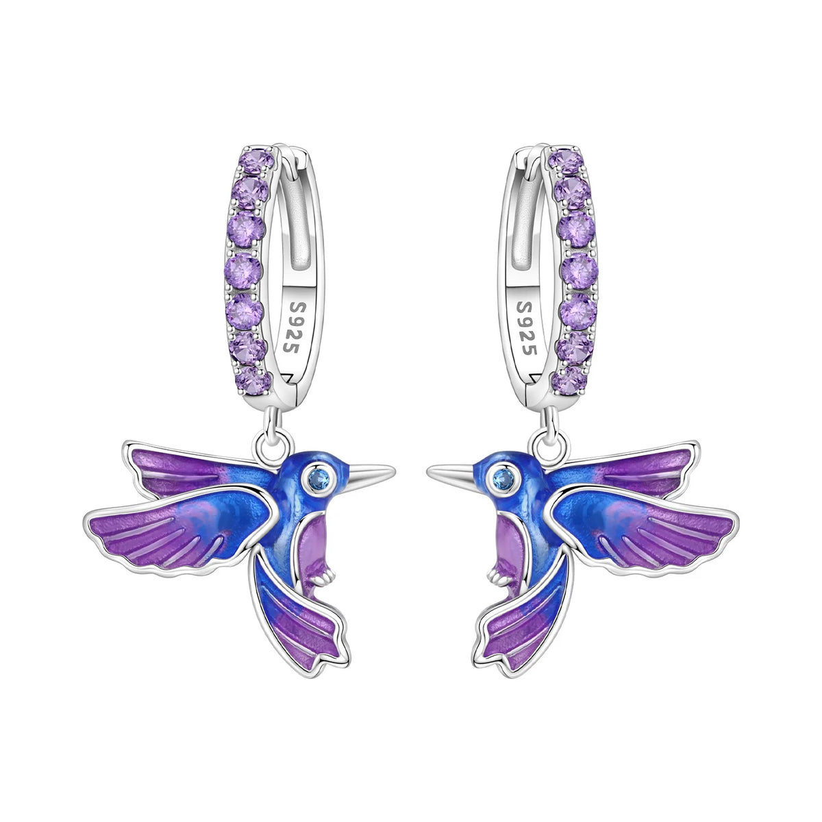 925 Silver Purple Hydrangea Earrings