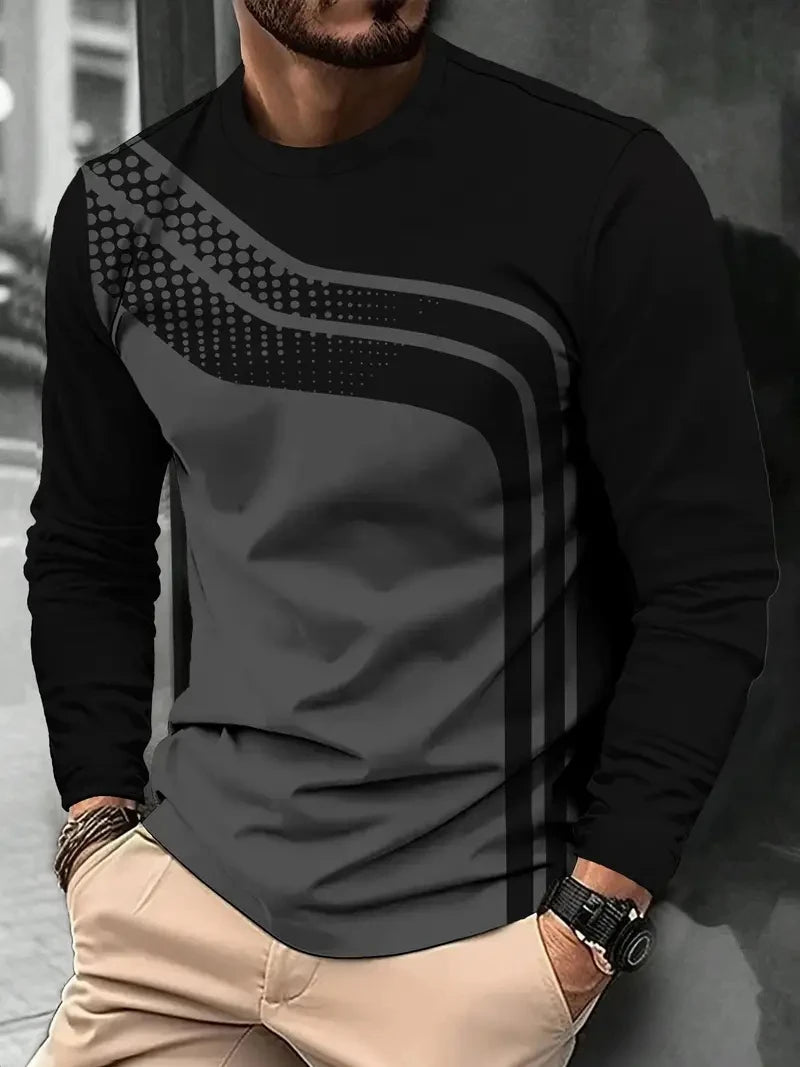 Men's Oversized Striped Long Sleeve Tee
