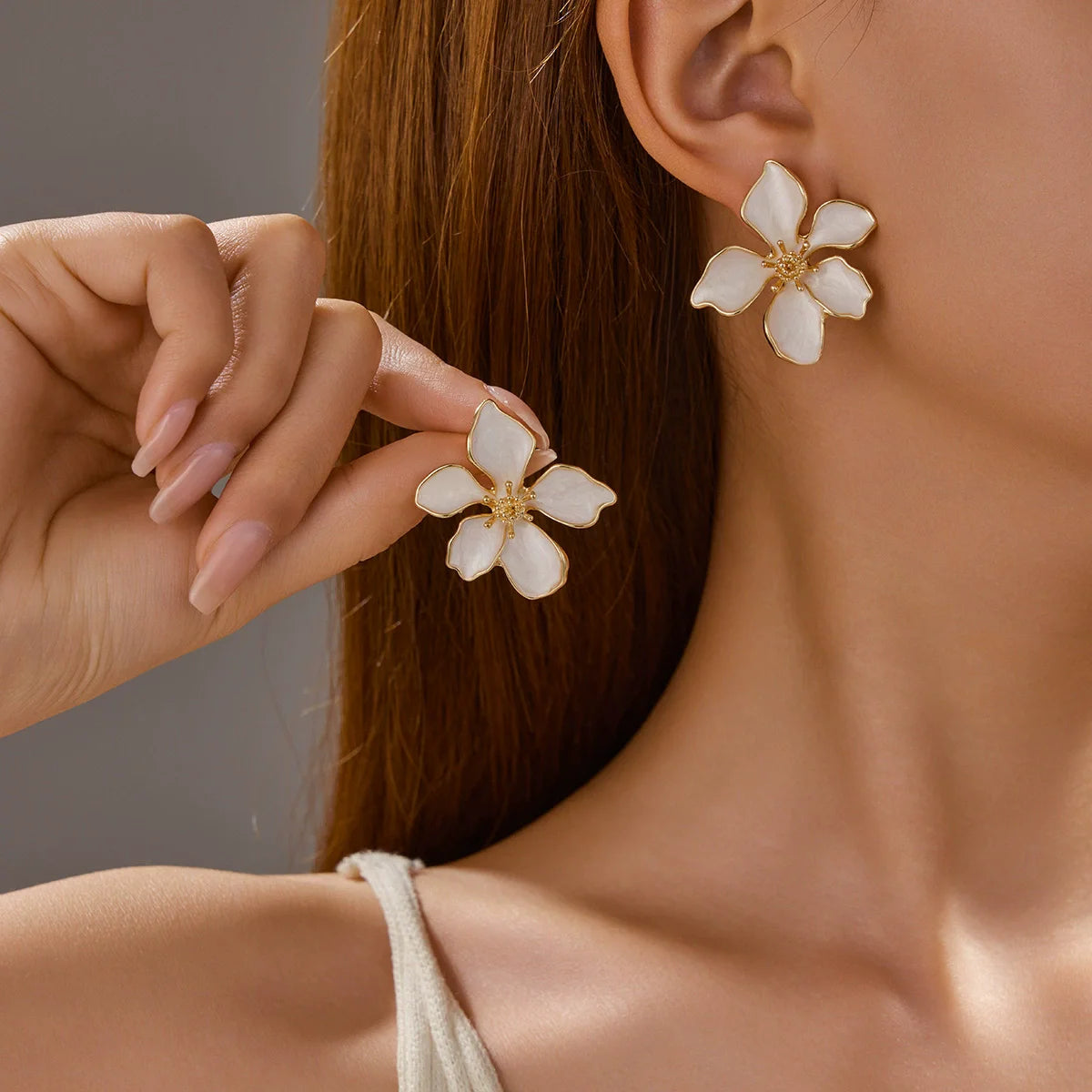 Colorful Enamel Big Flower Earrings