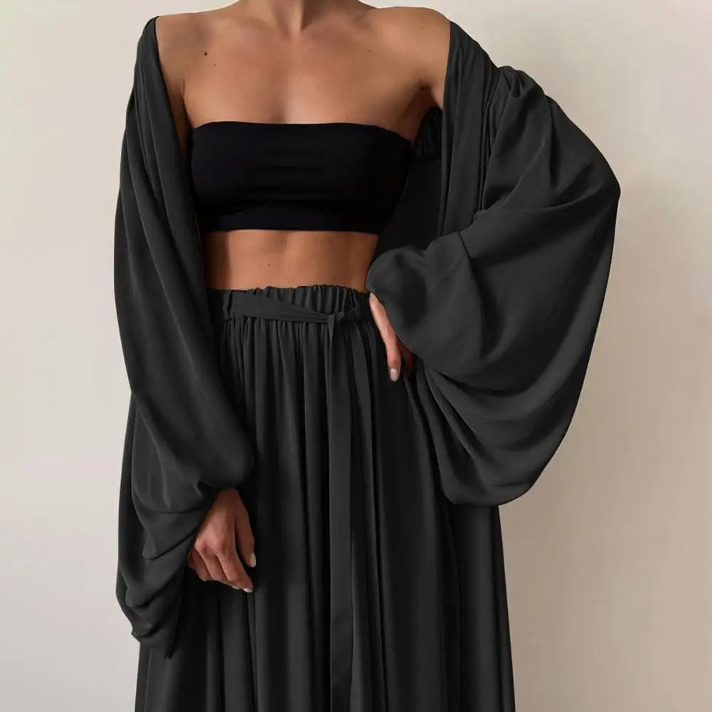 3-Piece Cardigan, Tube Top & Pants Lounge Set