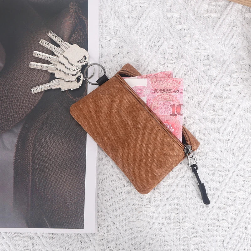 Canvas Mini Zip Coin Purse
