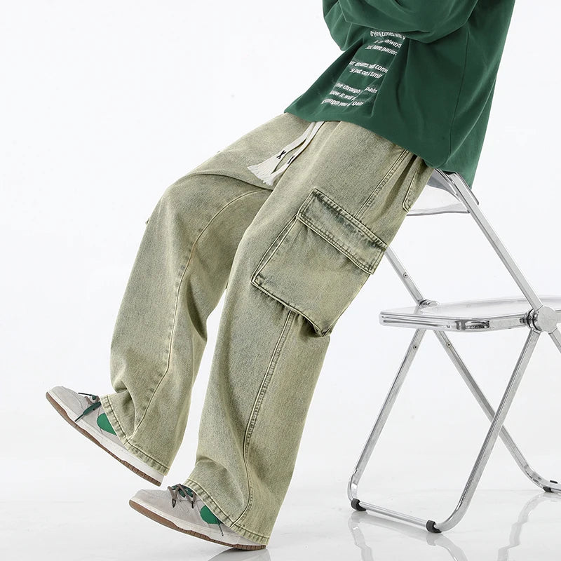 Men's Baggy Wide-Leg Cargo Jeans
