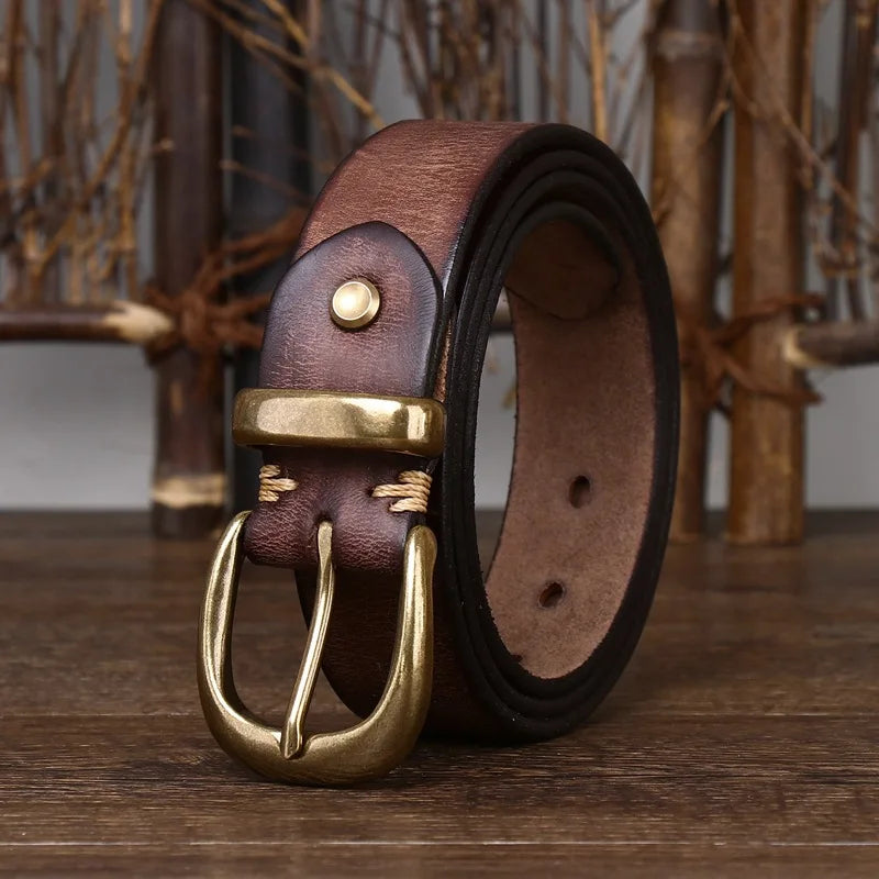 Unisex Retro Leather Denim Belt