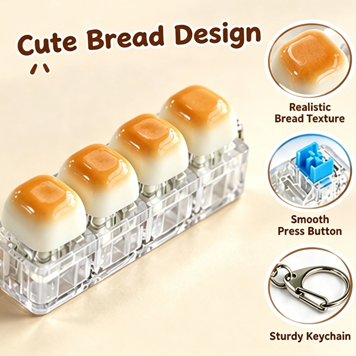 Bread Clicker Fidget Keychain