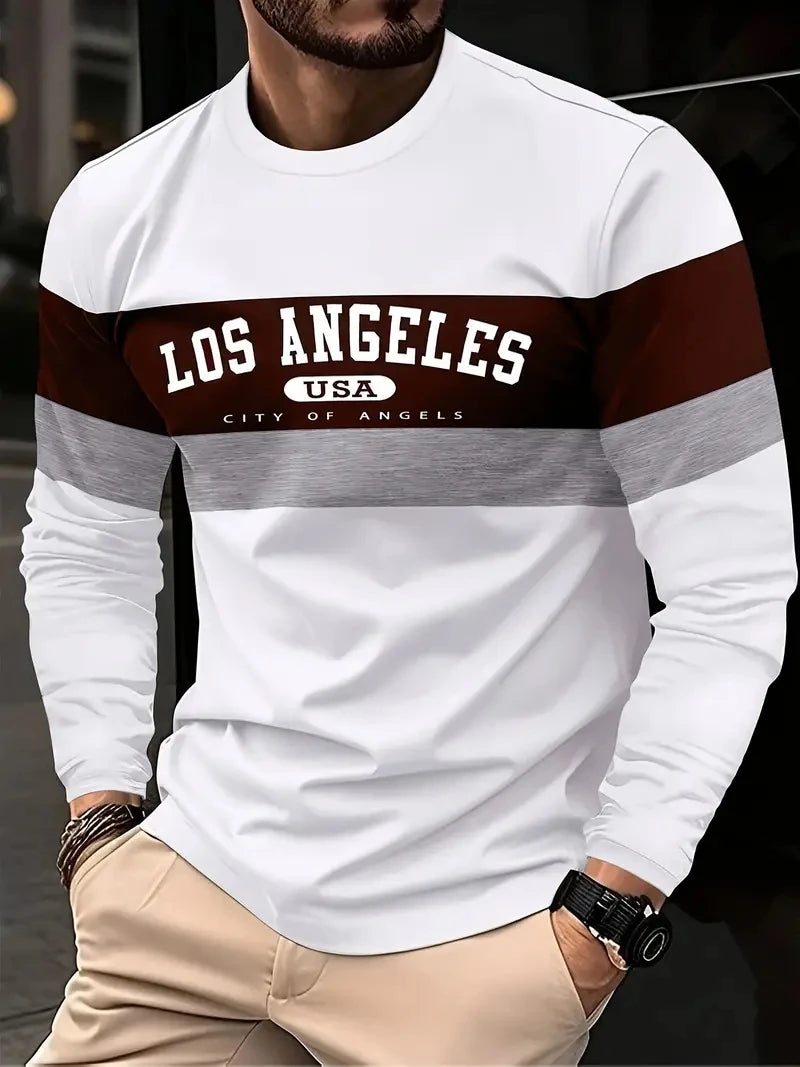 Men's Oversized Striped Long Sleeve Tee