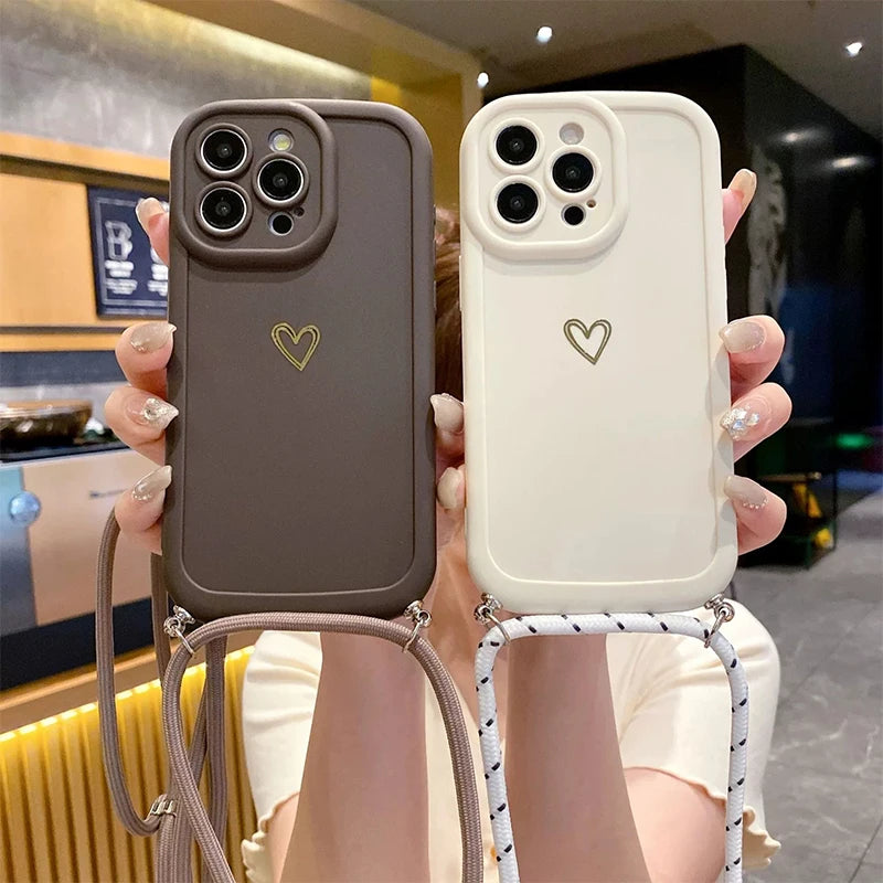 Crossbody Lanyard Heart iPhone Case