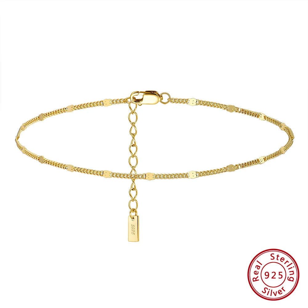 14K Gold 925 Silver Cuban Anklet