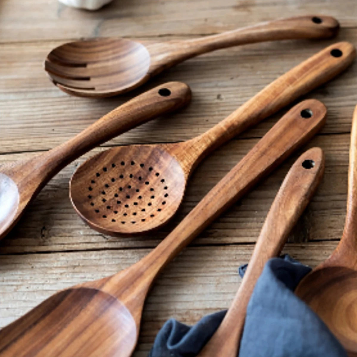 Wooden Cooking Utensil Set with Holder