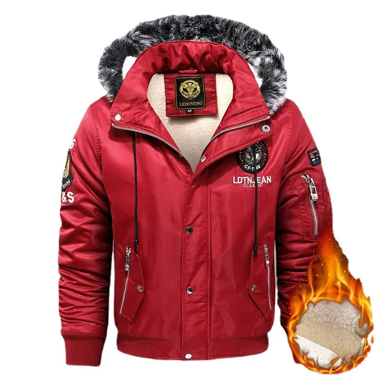 Men's Slim Fit Hooded Fleece Parka