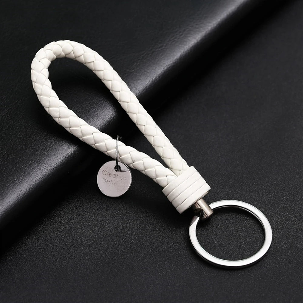 Braided Leather Rope Keychain