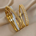 ✨ Rhinestone Open Cuff Bracelet Set