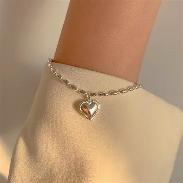 ⭕ S925 Zircon Double Circle Charm Bracelet