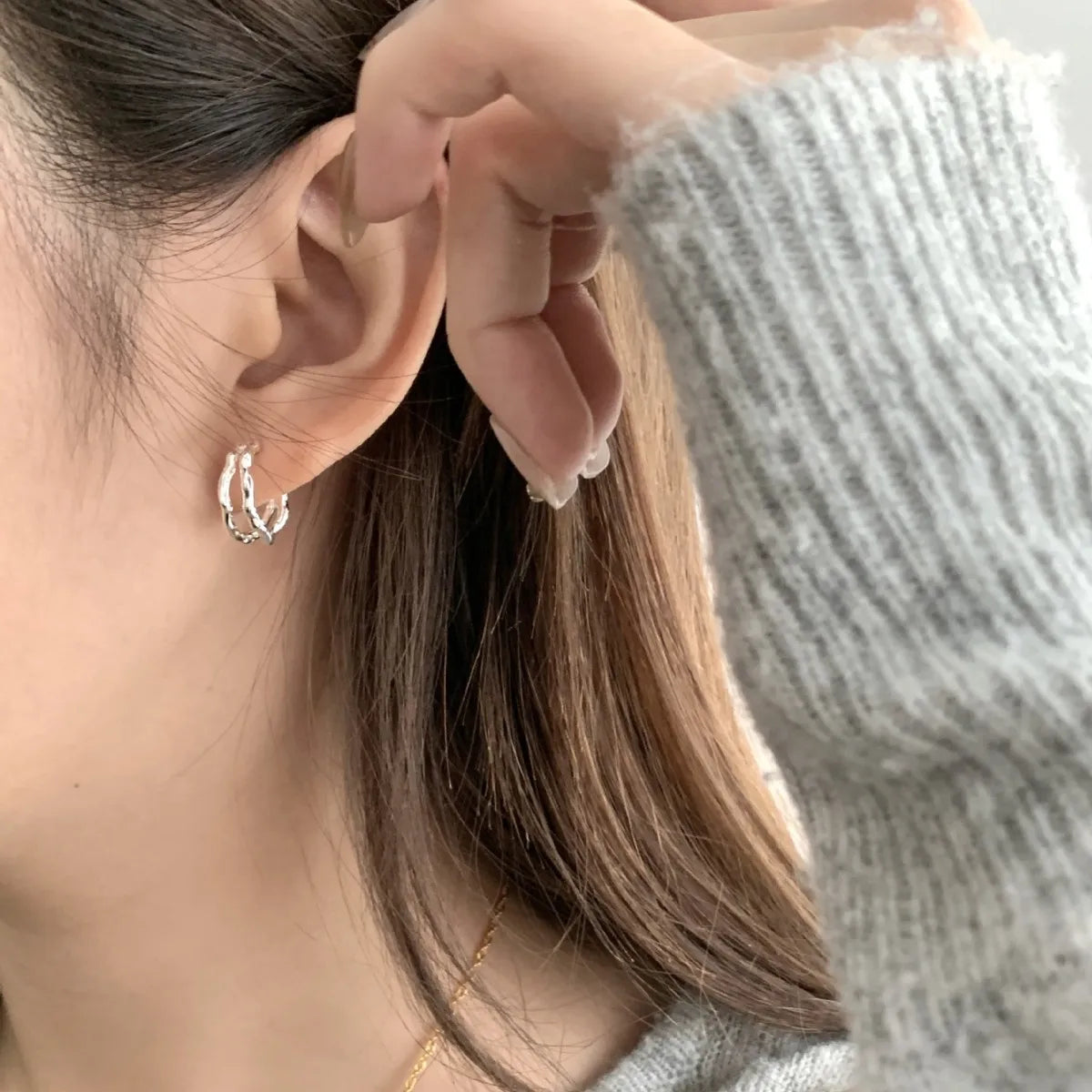 925 Silver Heart Hoop Earrings