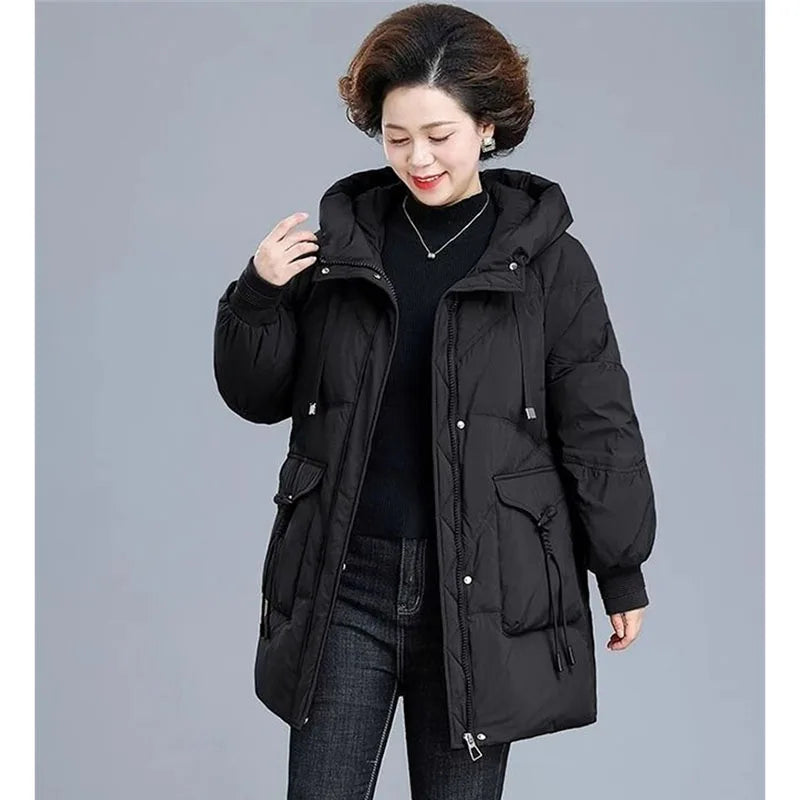 Women's Mid-Length Hooded Puffer (Plus Size)