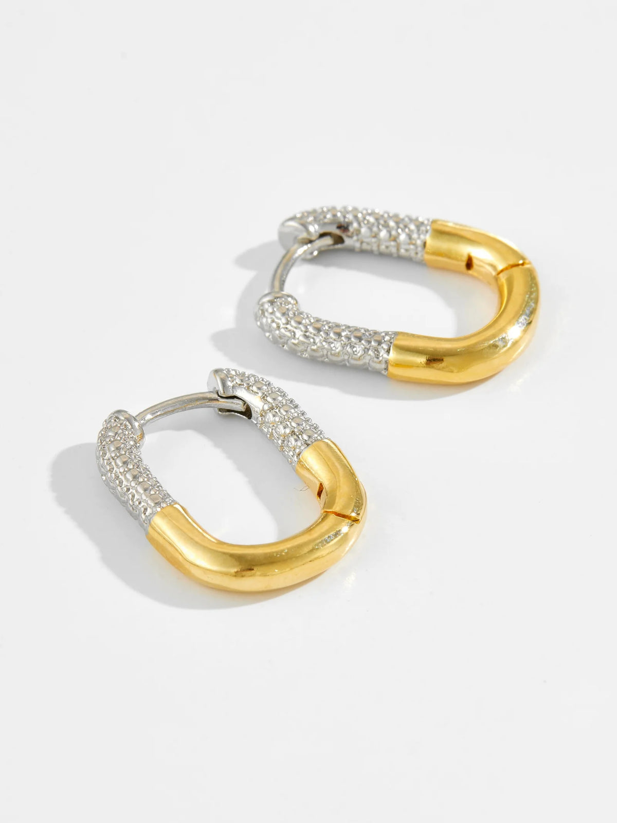 925 Silver Two-Tone Irregular Hoops