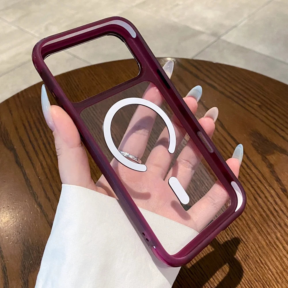 ✨ Clear Crystal Magnetic Wireless Charging Case