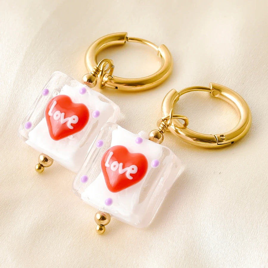 Colorful Glass Bead Huggie Hoops