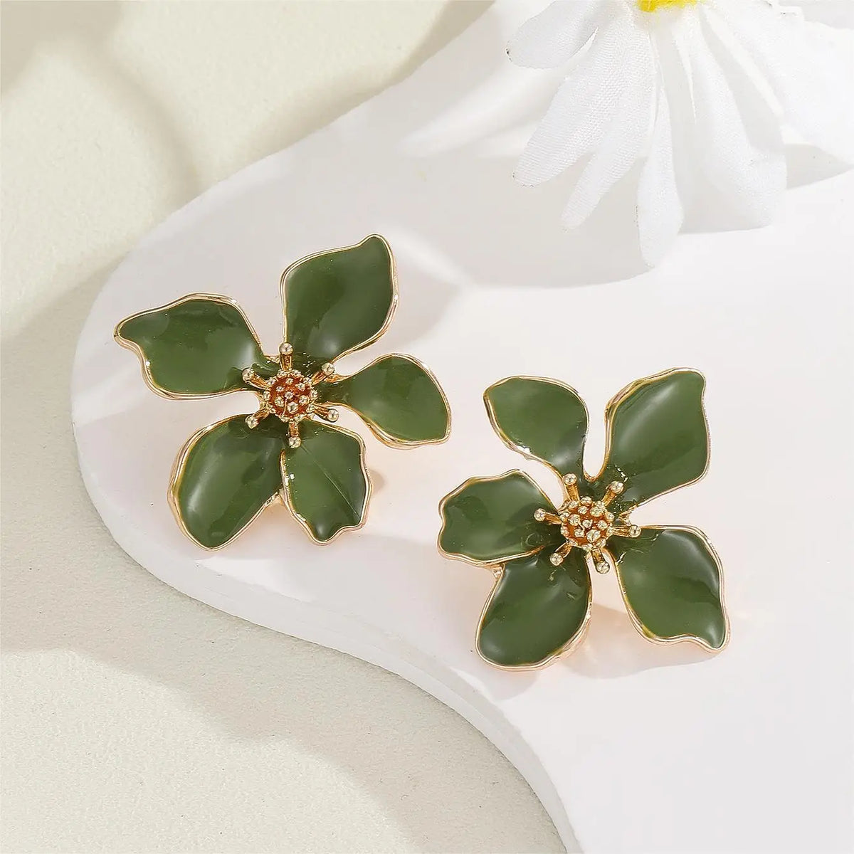 Colorful Enamel Big Flower Earrings