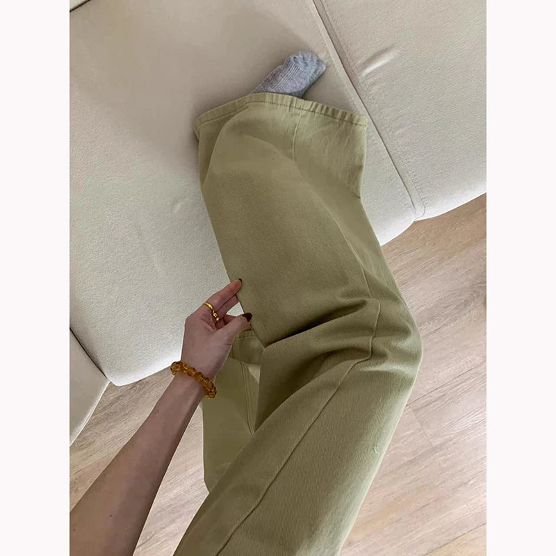 Petite Khaki Slightly Flared Jeans