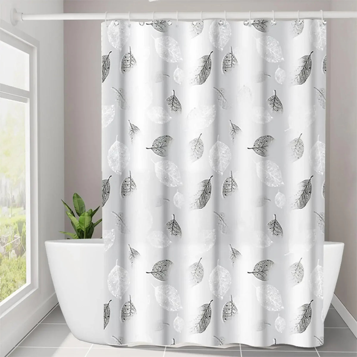 Clear Leaf Pattern Shower Curtain