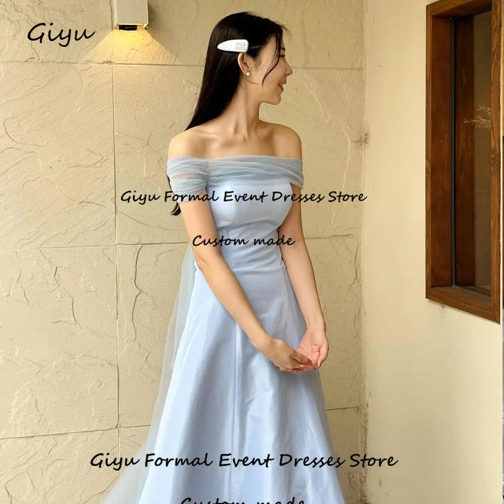Draped A-Line Gown with Tulle Shawl