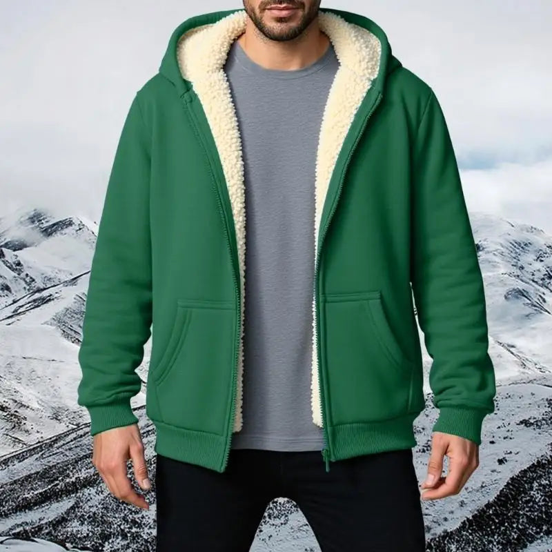 Men's Fleece-Lined Hooded Zip Coat