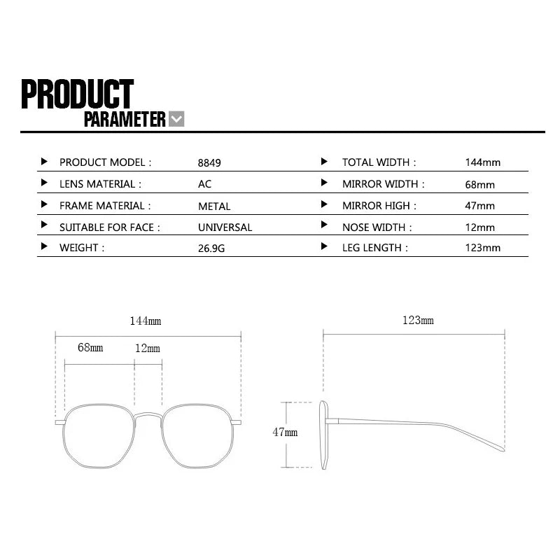 Retro Rimless Metal Sunglasses