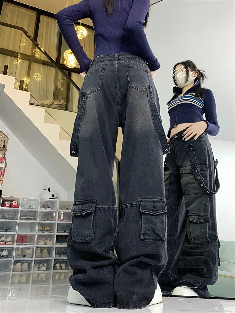 Black Baggy Cargo Jeans
