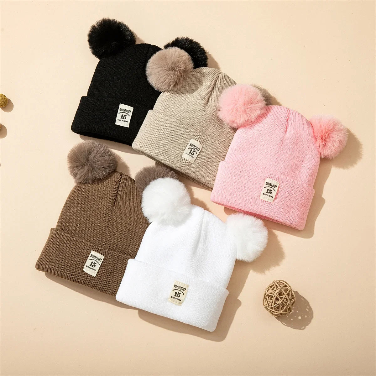 Baby Double Pom Knit Hat