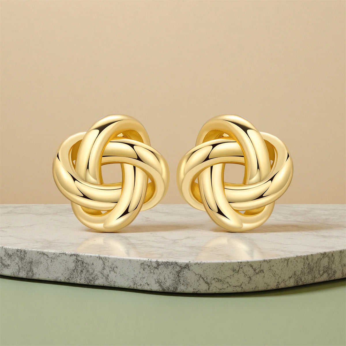 925 Silver 18K Gold Knot Stud Earrings