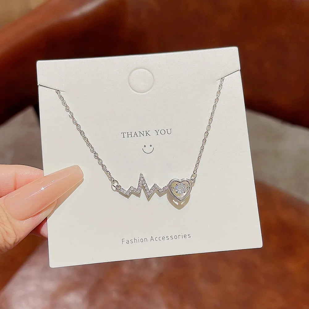 ⚡ Heart Electrocardiogram Pendant Necklace