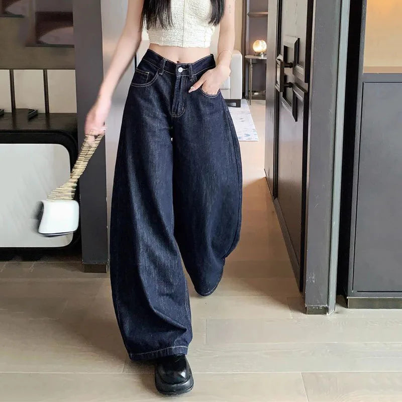 Deep Blue Washed Baggy Jeans