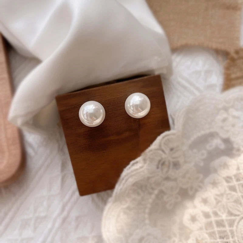 Classic White Pearl Stud Earrings