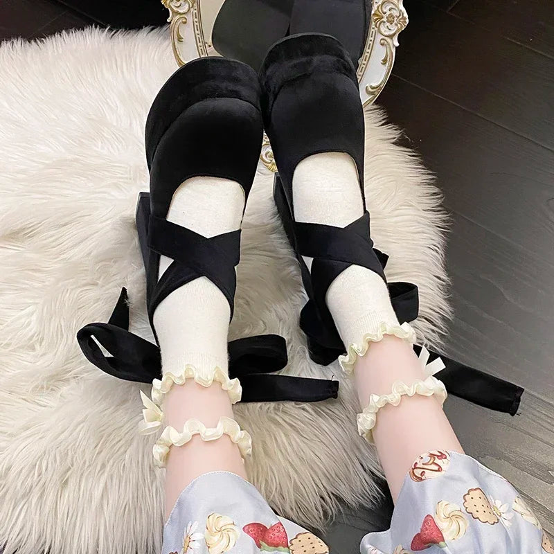 Women's Platform Lace-Up Mary Janes