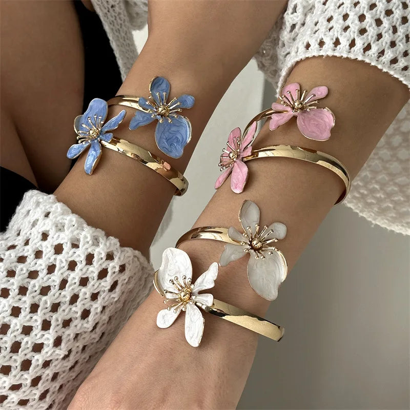 Big Flower Metal Bangle