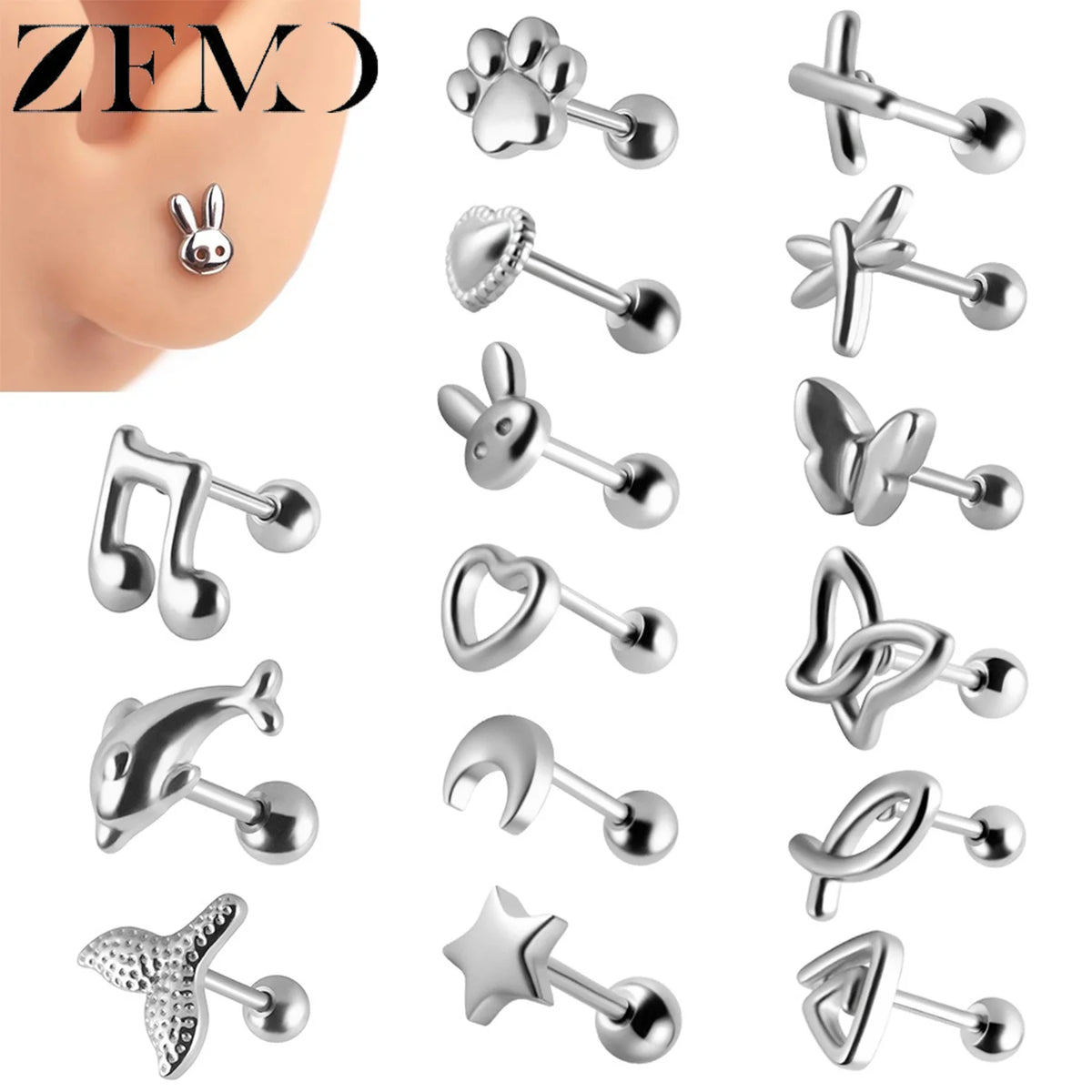 Cute Cartilage Stud Earring (20G, 1 Pc)