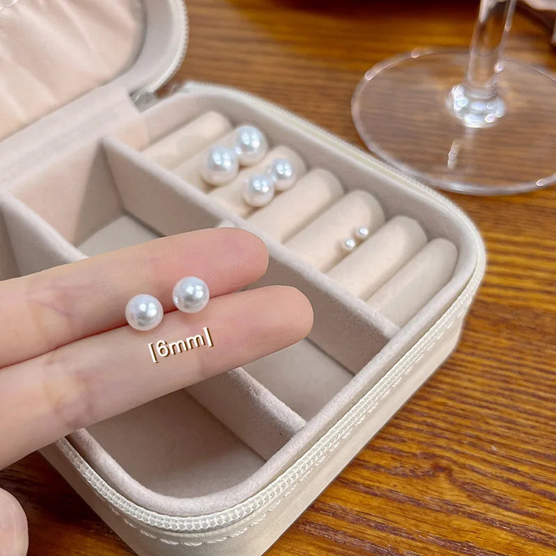 Classic White Pearl Stud Earrings
