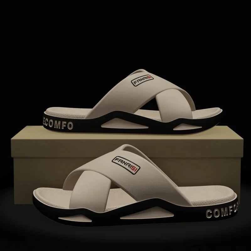Men's Cross-Strap Beach Slides