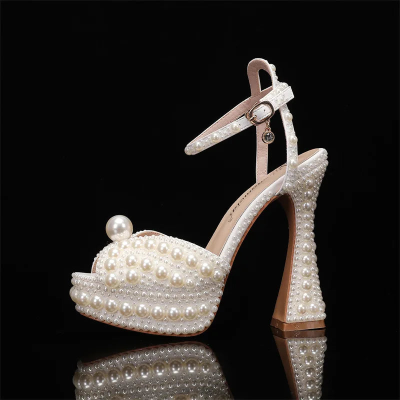 Women's Pearl Diamond Wedding Heels