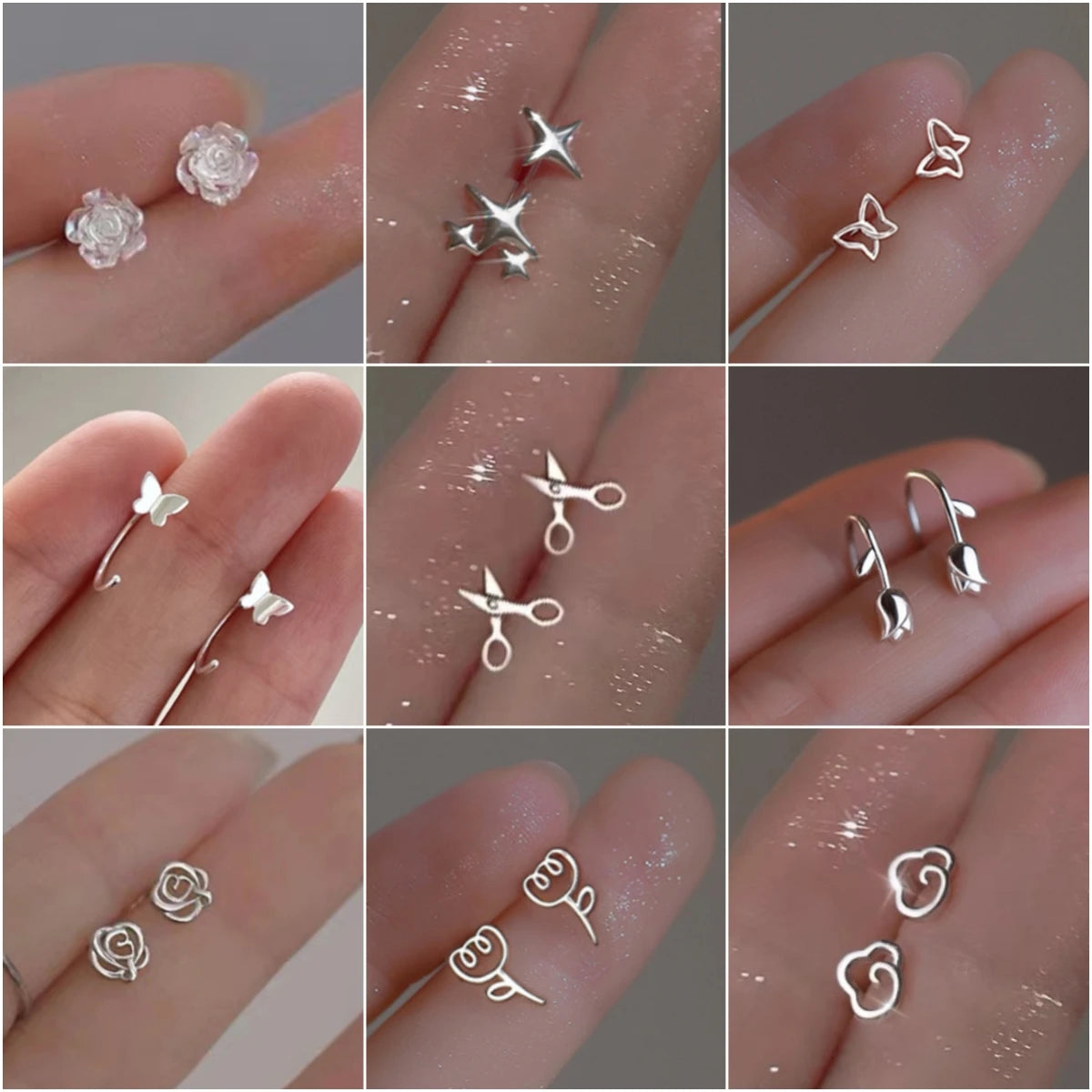 Tiny Metal Charm Stud Earrings