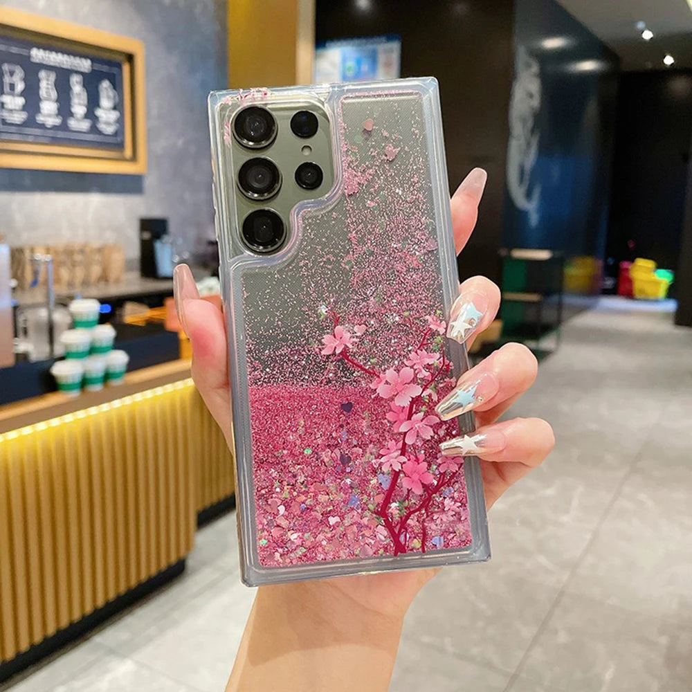 💎 Glitter Liquid Flower Case