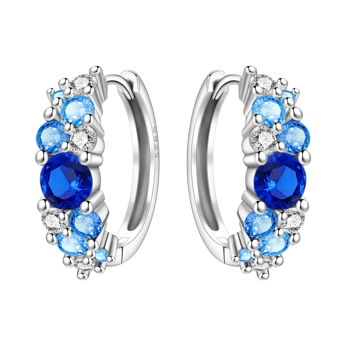 925 Silver Vine Heart Black Zircon Hoops