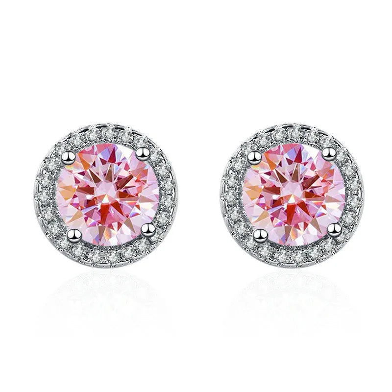 925 Silver Colored Zircon Stud Earrings