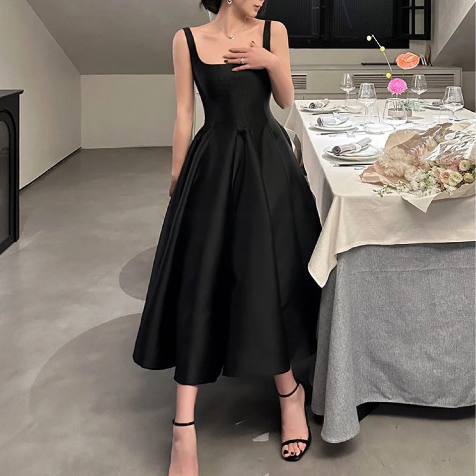White Satin Vintage Evening Dress